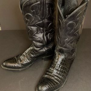 Lucchese Cowboy Black Croc M 9 1/2D
